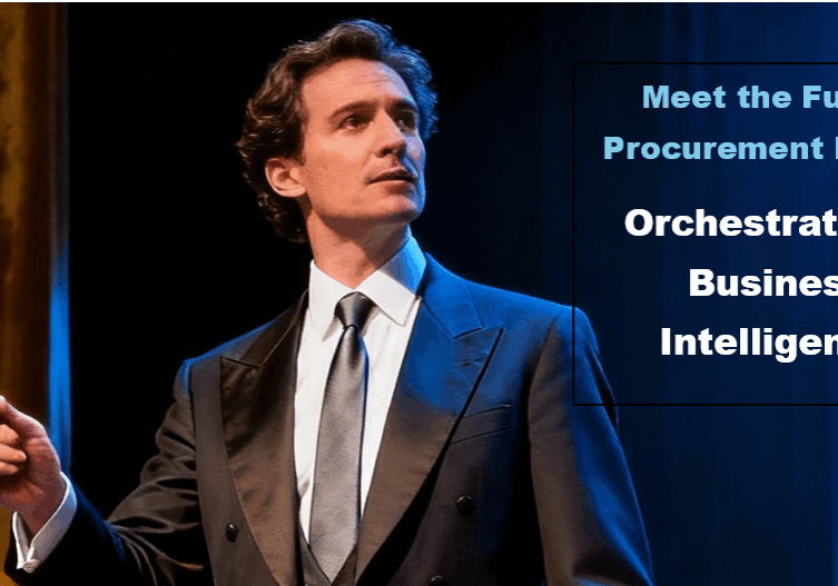 Man in a suit speaking at a professional event with presentation text in the background.